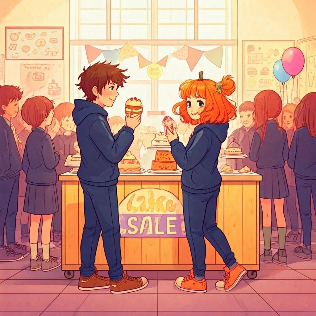 Cake Sale at School: A Whimsical Illustration