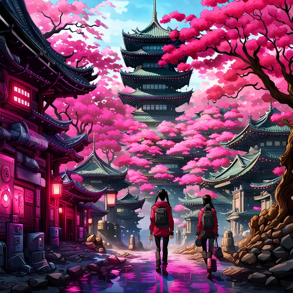 Beautiful Woman in Neo Tokyo Pop Art Style