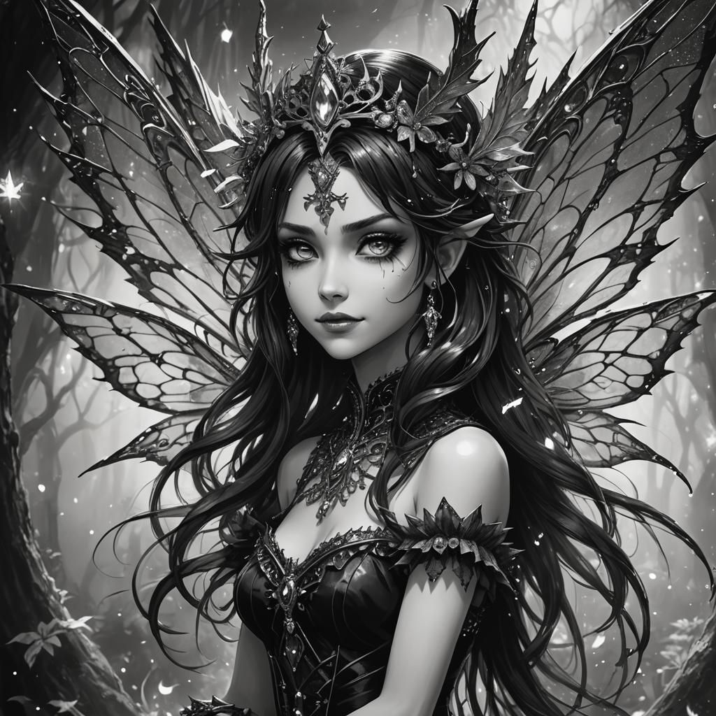 Dark Fairy Princess Portrait with Evil Smile