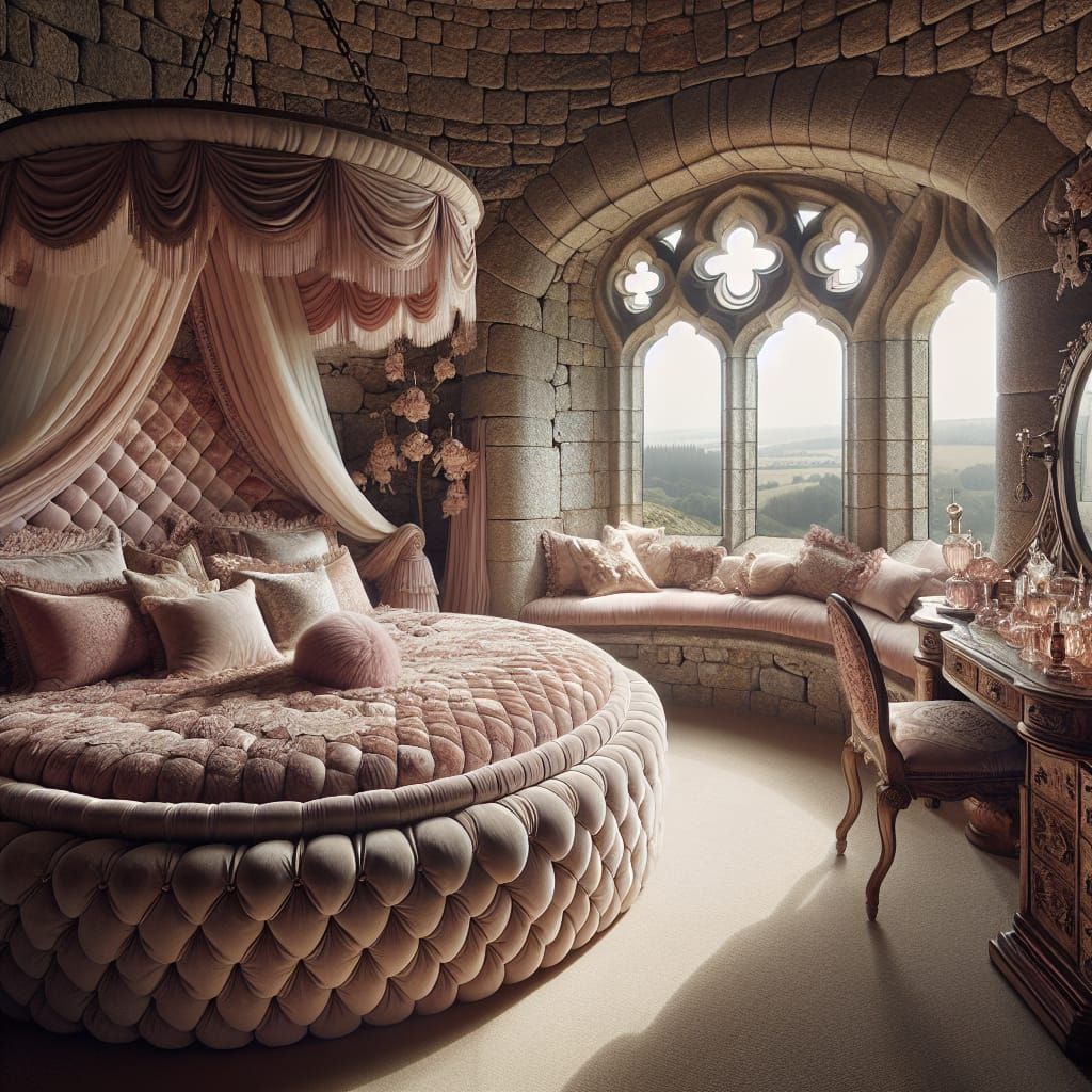 Opulent Medieval Princess Castle Bedroom Interior