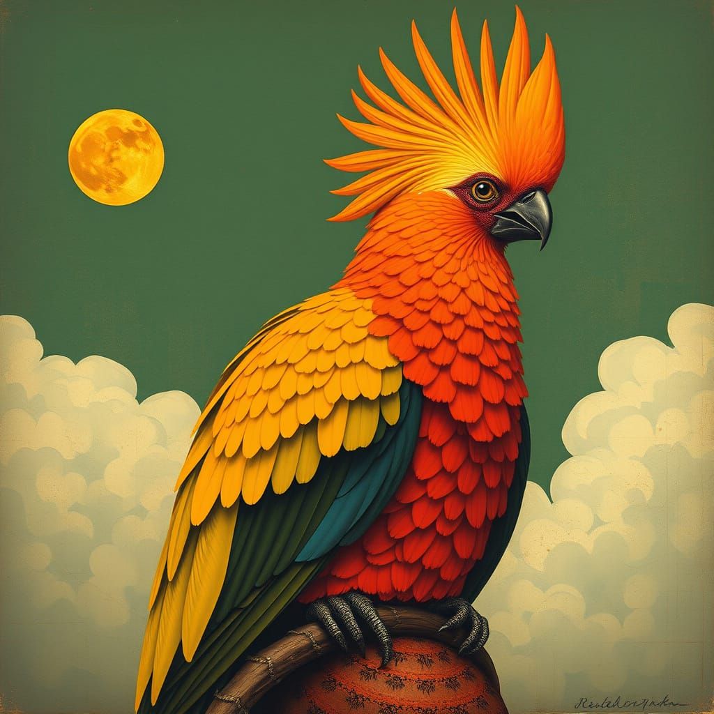 Cockatoo-Woman Portrait in Max Ernst Style