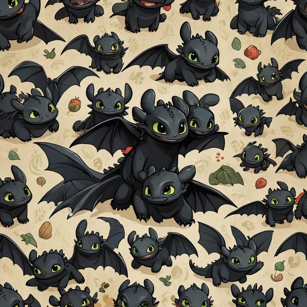 Toothless from How to Train Your Dragon in Anime Style
