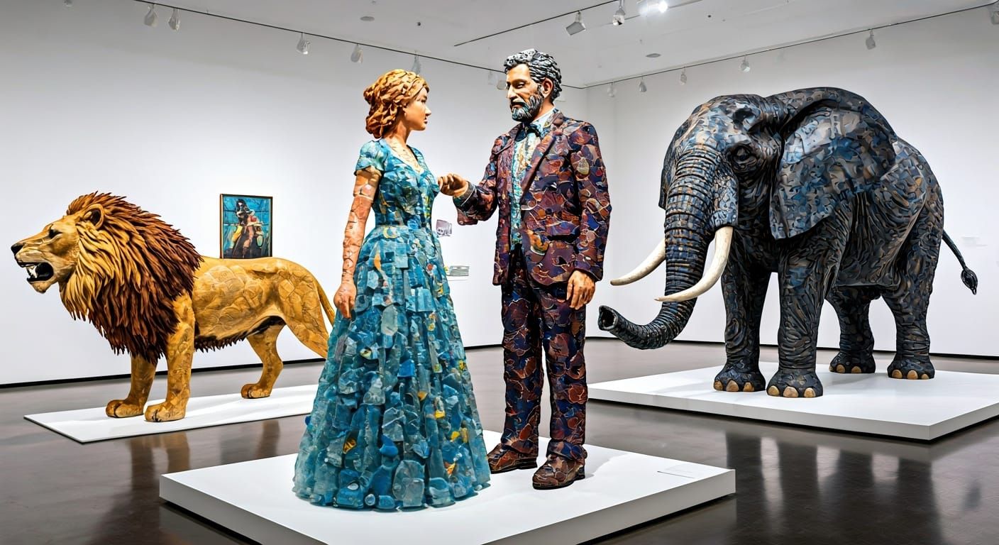 Spectacular Plastic Waste Sculpture in Art Museum