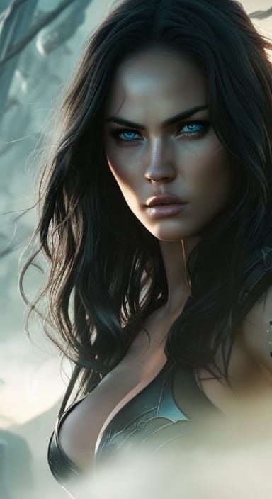 Megan Fox as Warrior: Hyperrealistic Digital Portrait