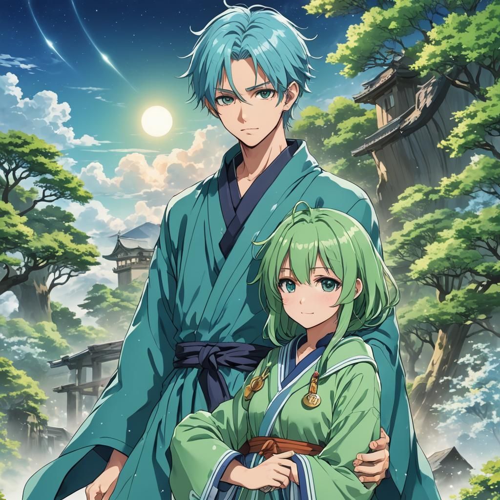 Anime Style Boy and Girl with Light Hair