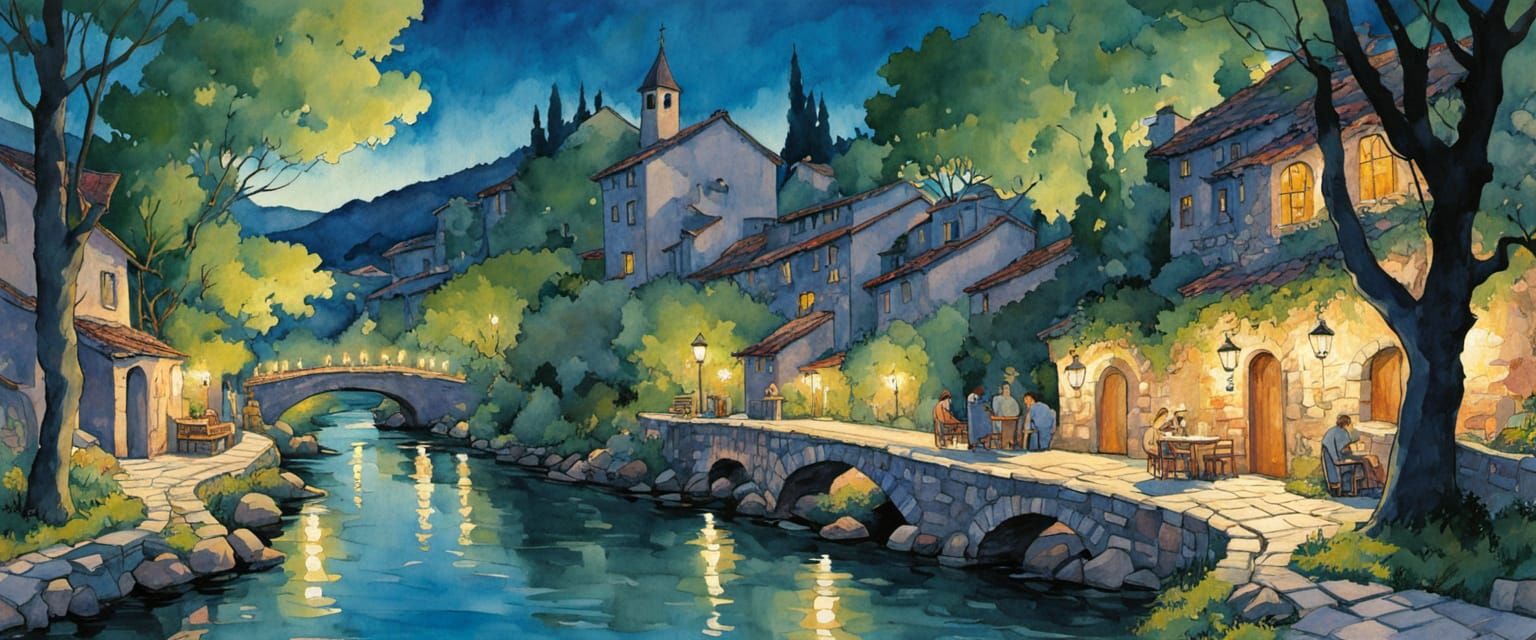 Vibrant Town Square in Comic Book Style