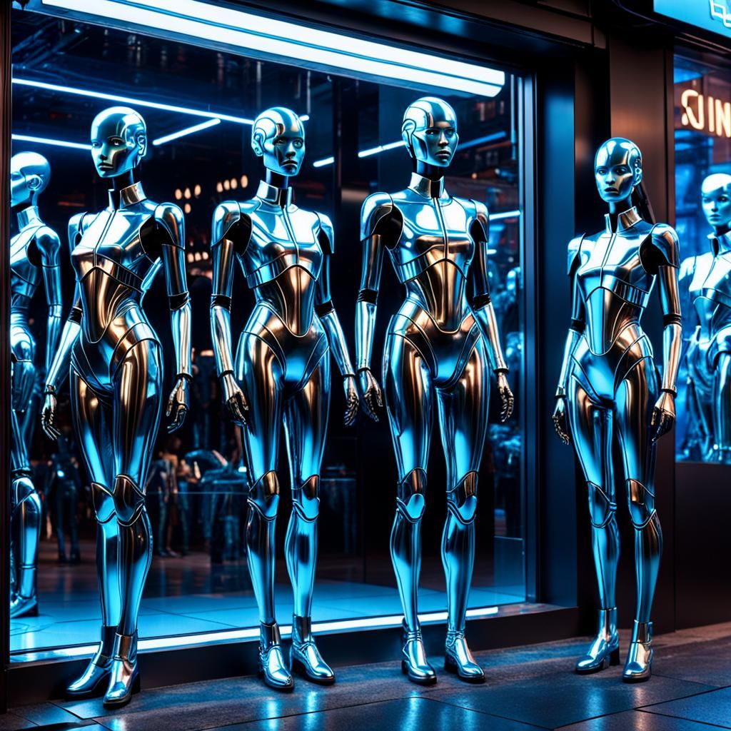 Futuristic Sci-Fi Mannequins in Metallic Outfits