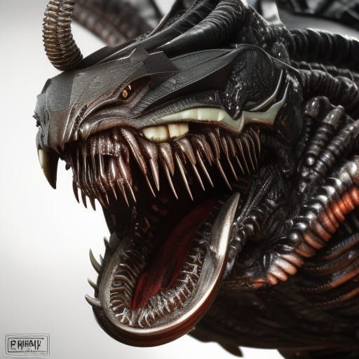 Menacing Xenomorph Portrait in Dark Fantasy Style