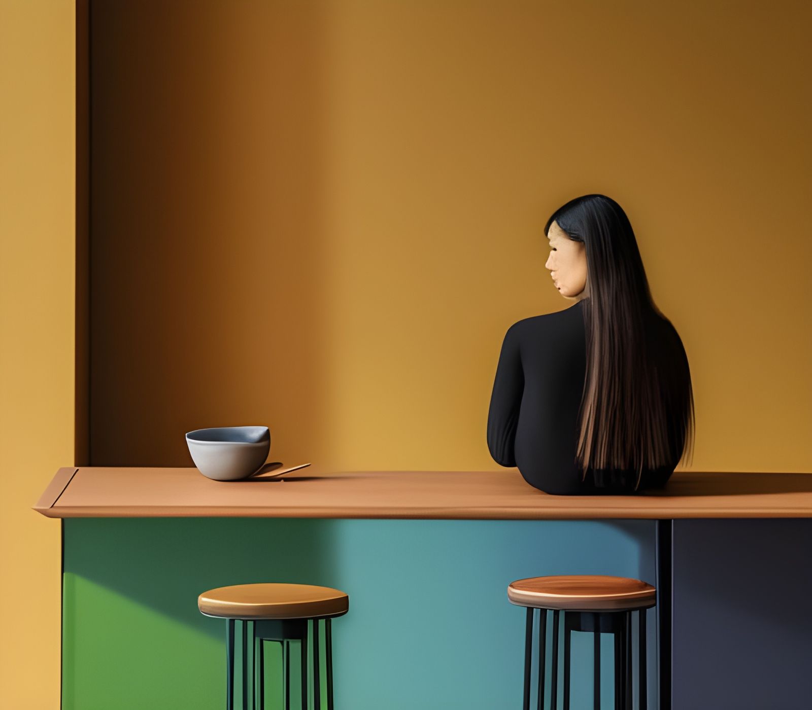 Woman in Profile: Oil Painting in Warm Colors