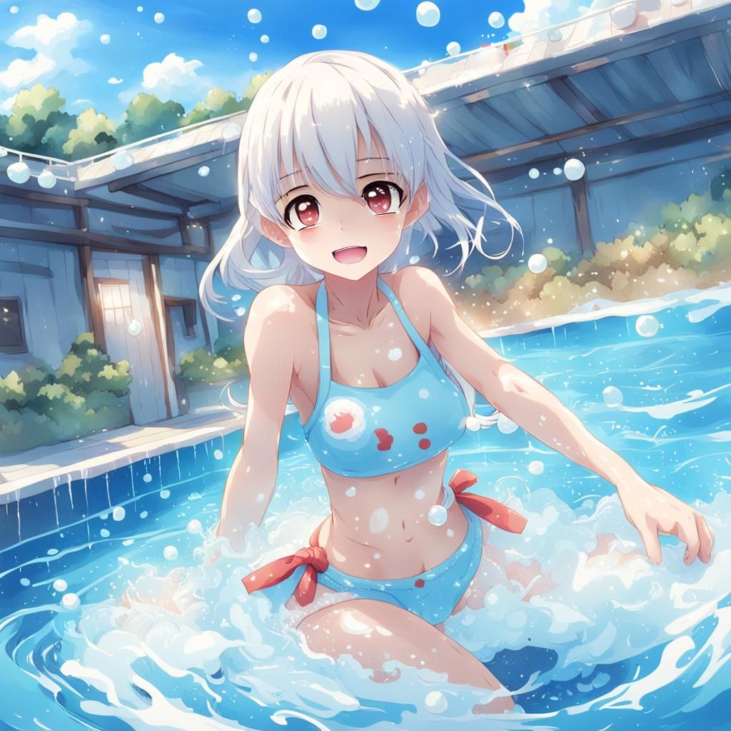 Anime Girl in Creamy Pool: Manga Key Visual