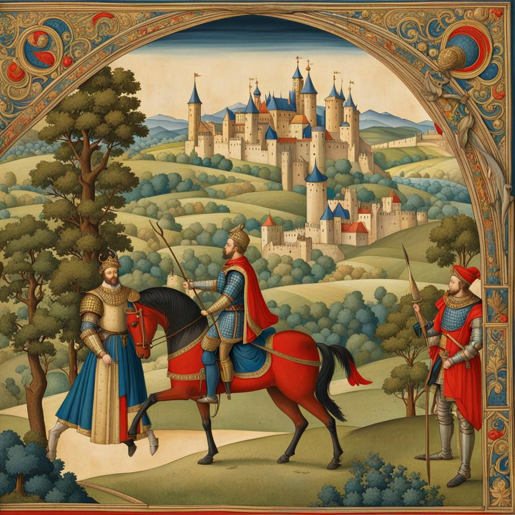 Illuminated Medieval Knight Parchment Page