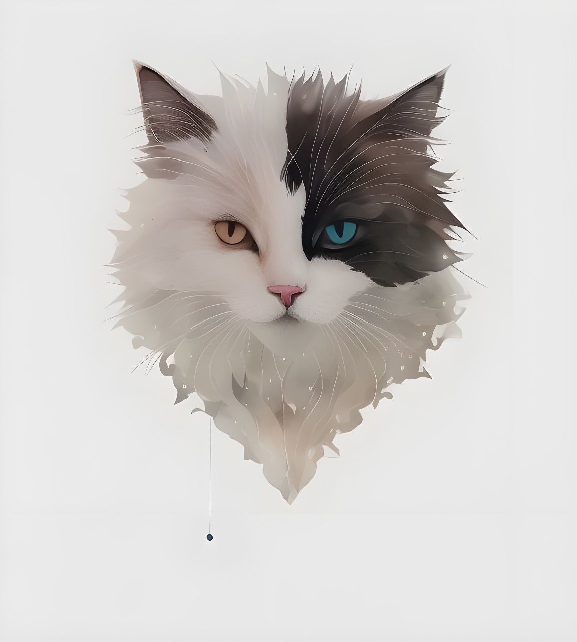 Fluffy Cat in Heart, Digital Illustration