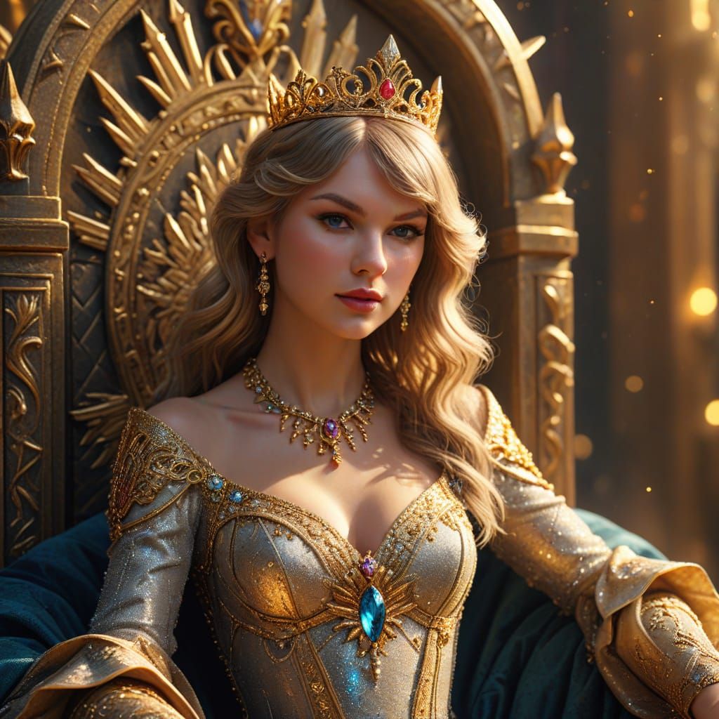 Vibrant Digital Princess in Majestic Royal Gown