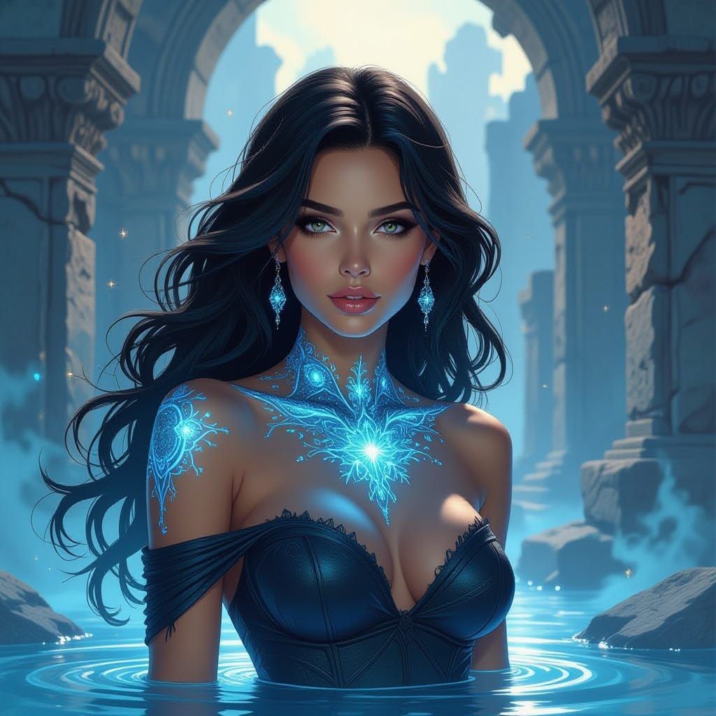 Celestial Woman in Mystical Ruins Splash Art