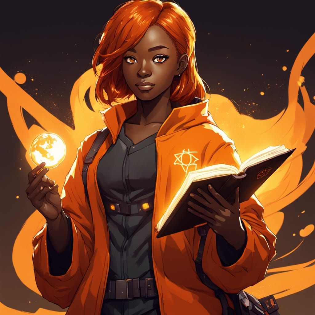 Ginger Haired Sorceress in Orange Combat Suit