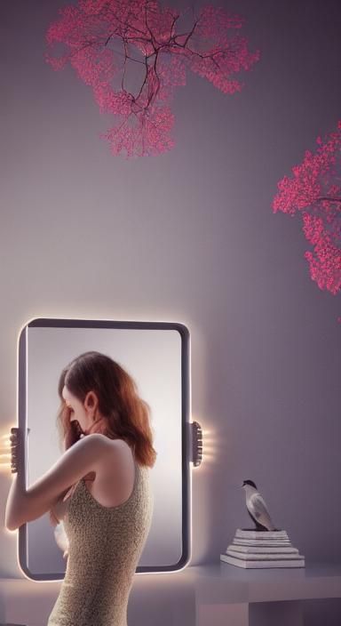 Woman and Reflection: Magic Realism Portrait