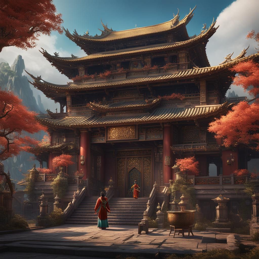 Fantastical Portrait of Asian Woman, Detailed Matte Painting
