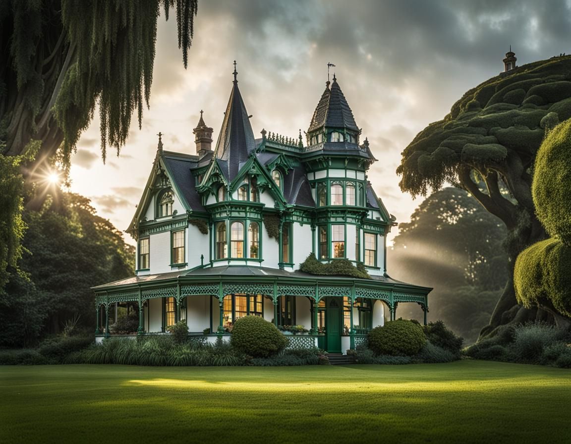 Victorian House at Night in Ultra-High Detail