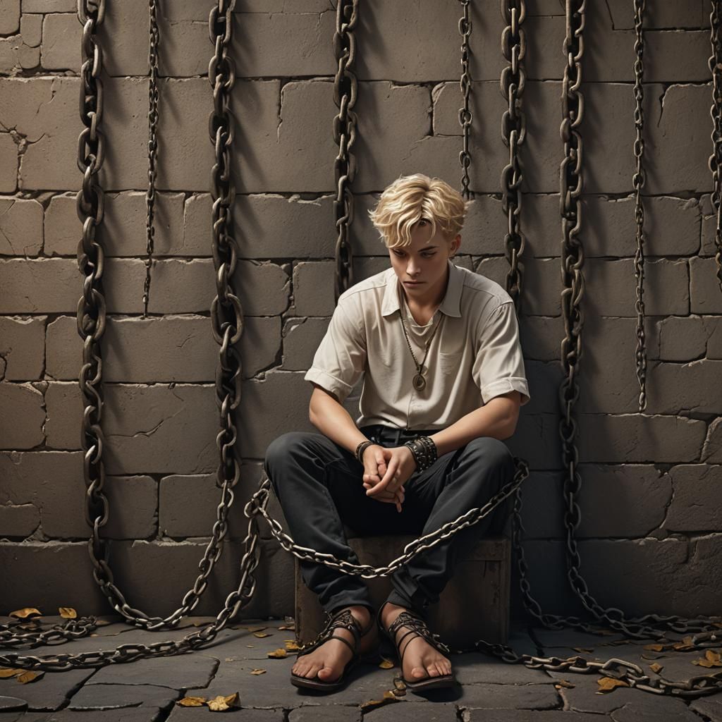 Boy in Chains: Detailed Fantasy Art