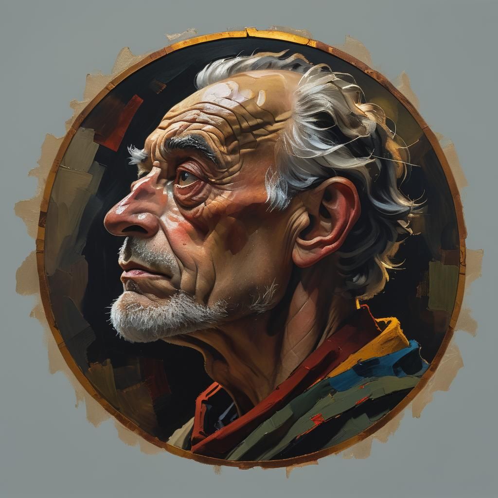 Expressive Portrait of a Wise Man in Expressionist Style