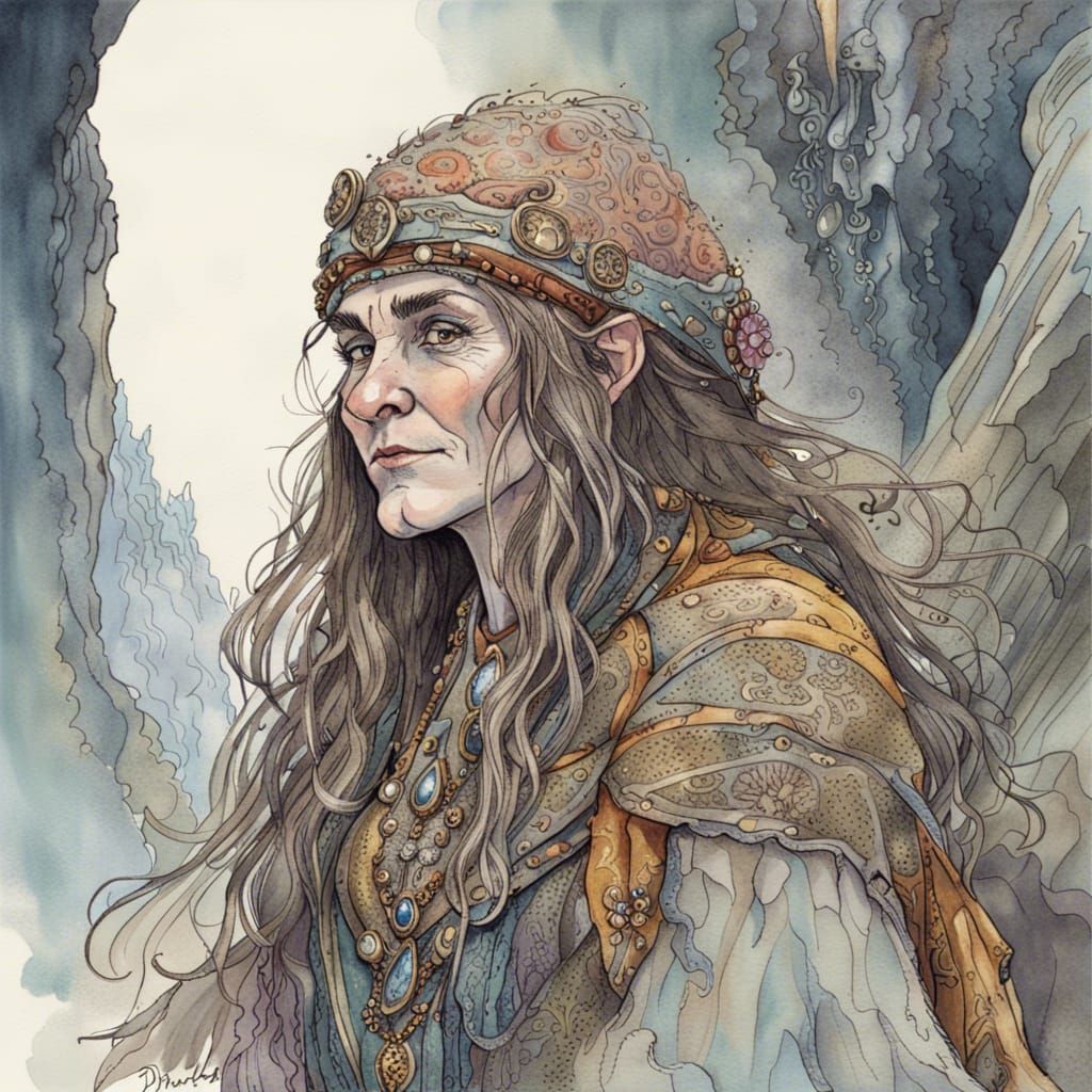 Female Dwarven Rock Mage Portrait in Fantasy Style