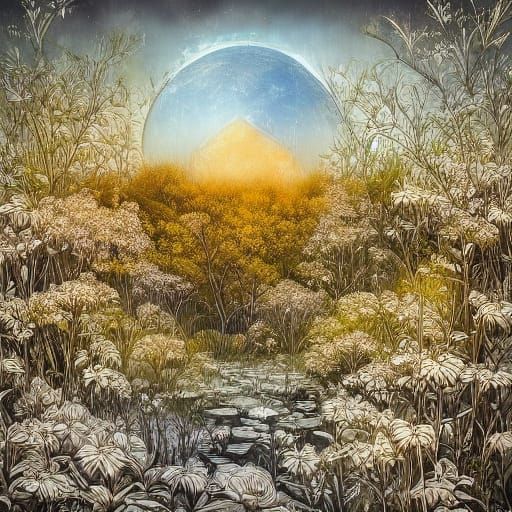 Surreal Glitch Collage of Mutated Flora in City Park