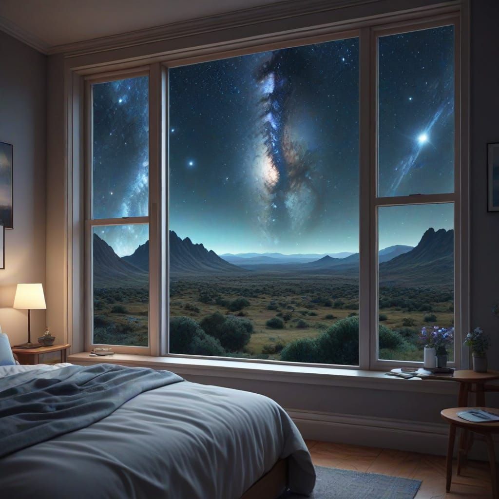 Galactic Vista Through a Bedroom Window