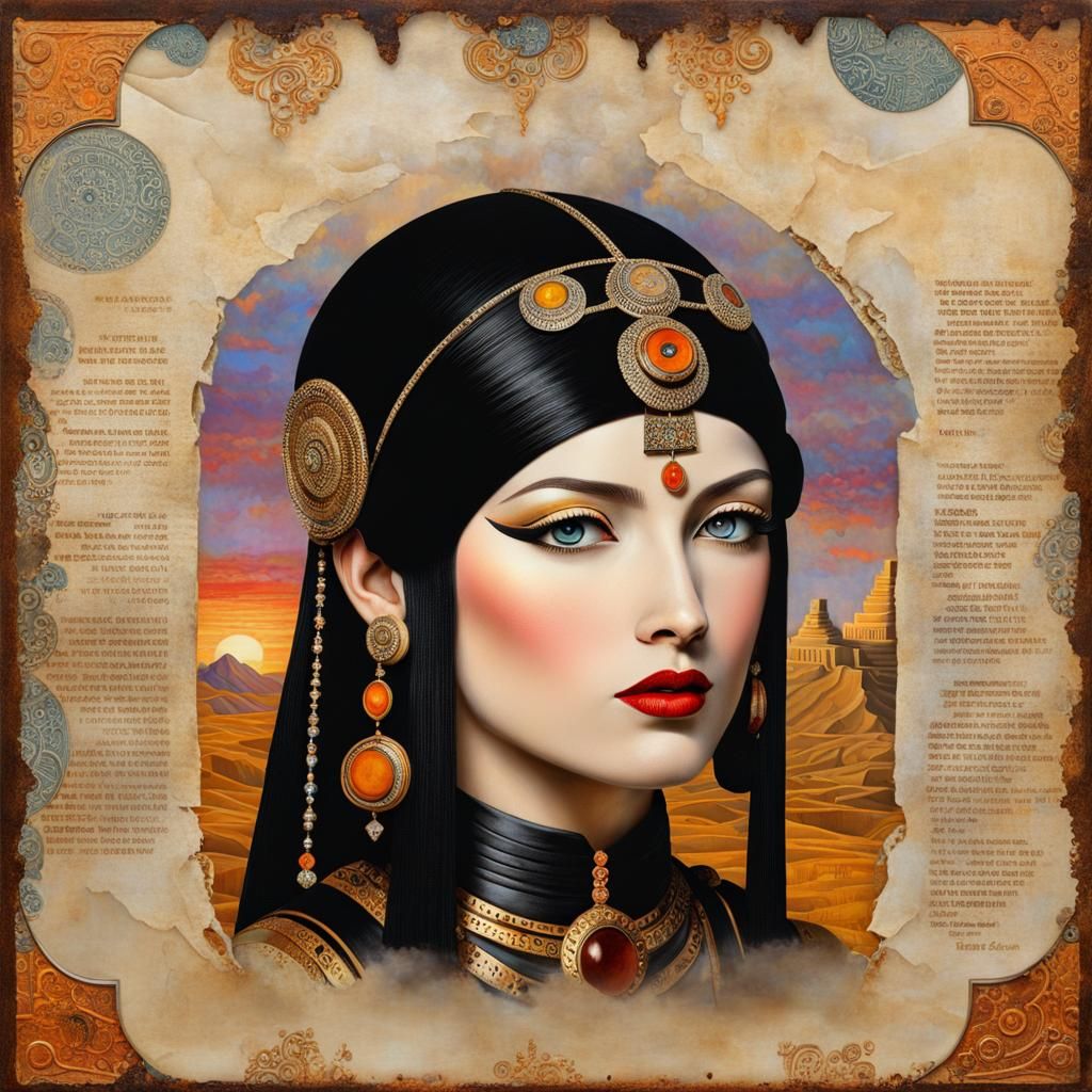 Ziggurat Underworld: Naive Art Deco Mixed Media