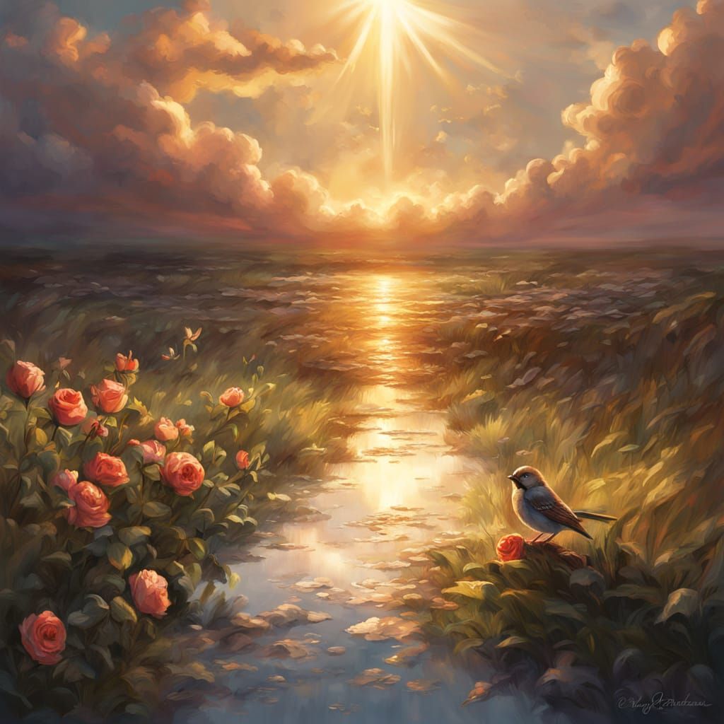 Sparrow with Rose: Fantasy Concept Art