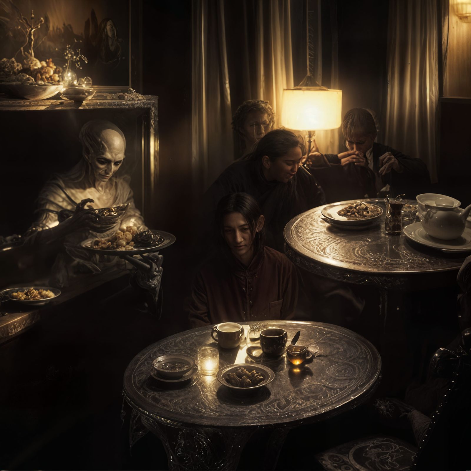 In from the cold - she's just back from dealing with something unpleasant - back to Bistro BIzzarro, kith and kin.