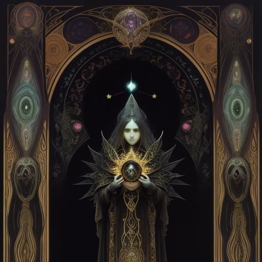 Dark Star in Surrealist Art Nouveau Style