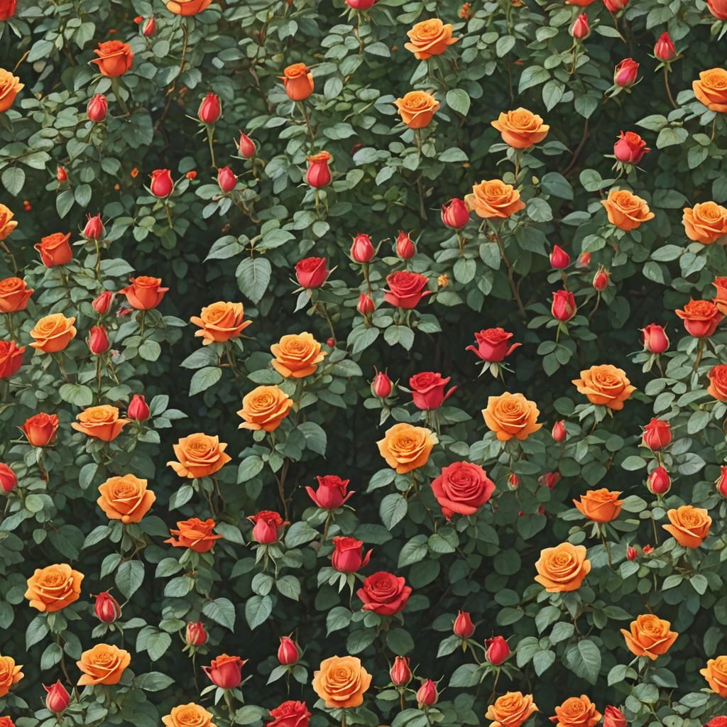 Roses in a Vibrant Garden Landscape