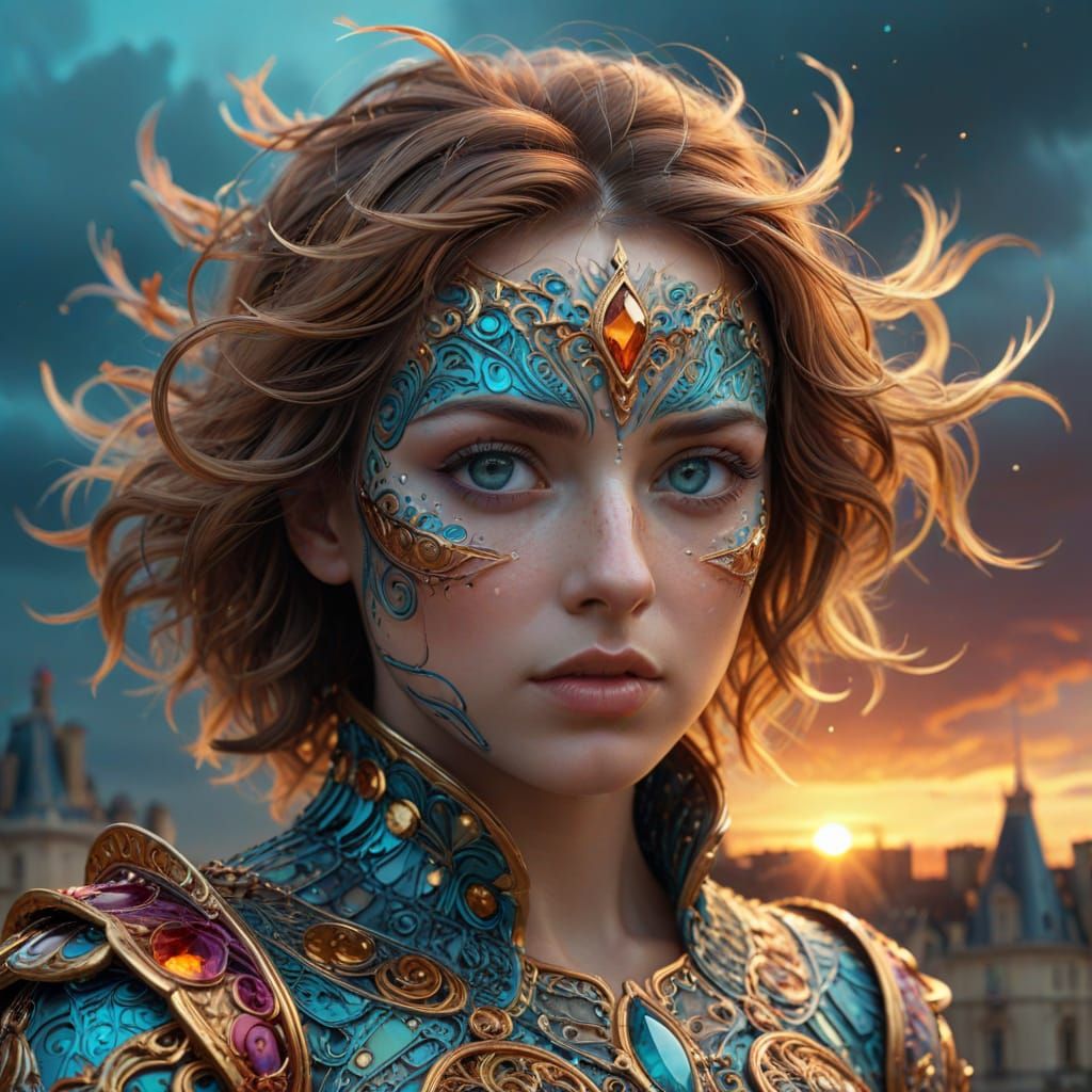 Epic Sunset Scene with Olive-Colored Eyes