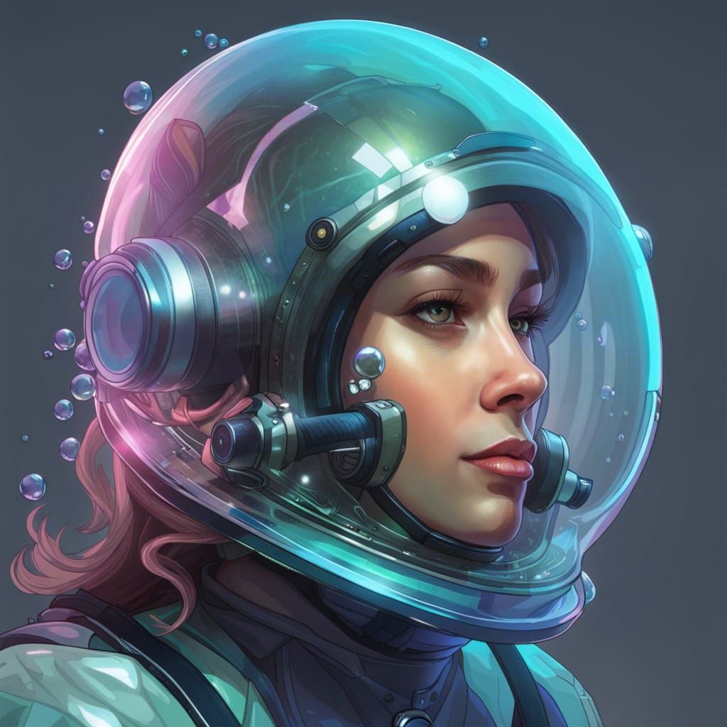 Diver in Bubble Helmet: Hyperdetailed Portrait
