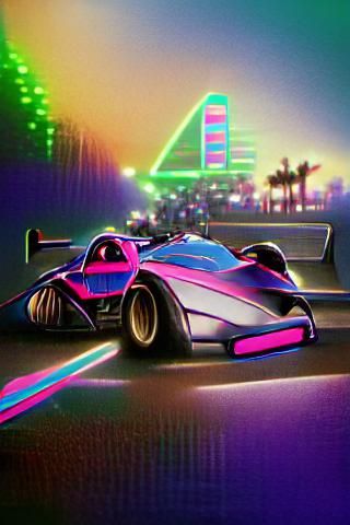 Synthwave Grand Prix in Neon Retro Style