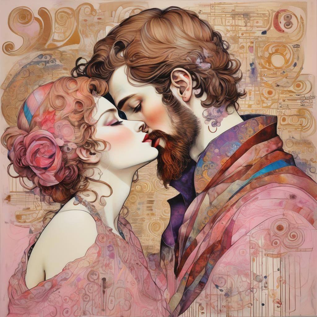 Couple's Intimate Moment in Vibrant Colors
