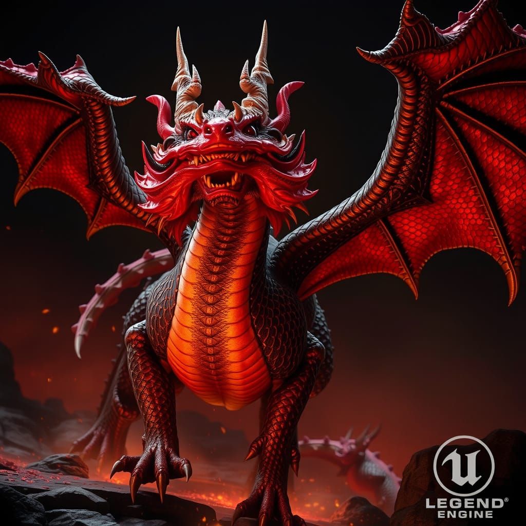 Mystical Ogre Dragon in a Dark Realm