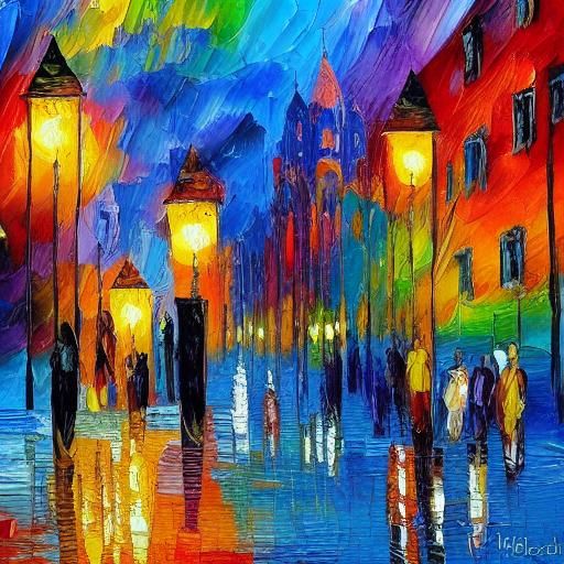 Delhi Street Scene in Expressionist Impasto Style