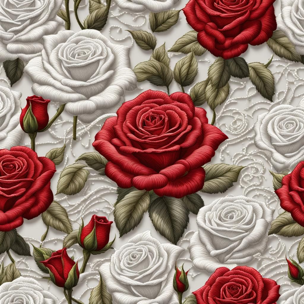Embroidered Roses in a Detailed Matte Painting