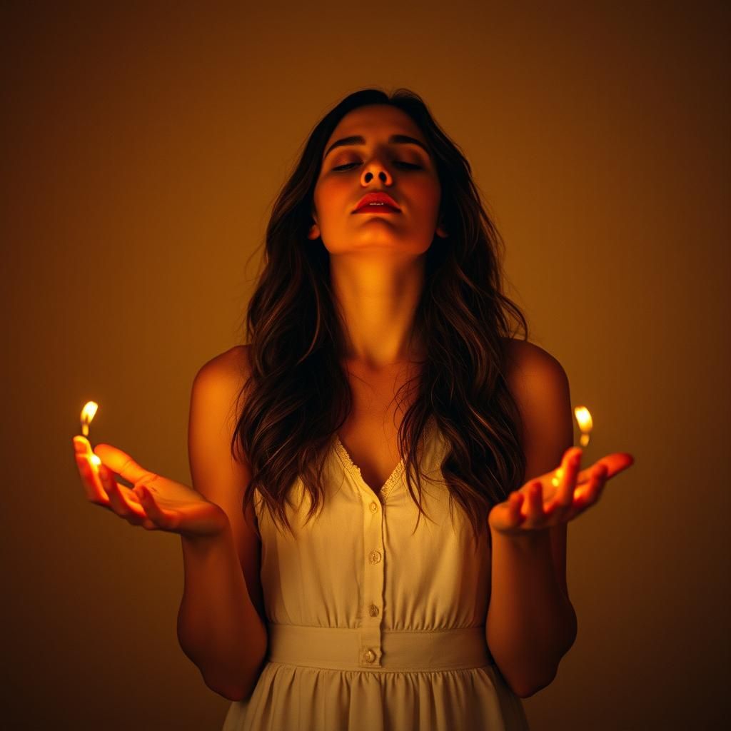 Ethereal Woman Radiating Divine Energy