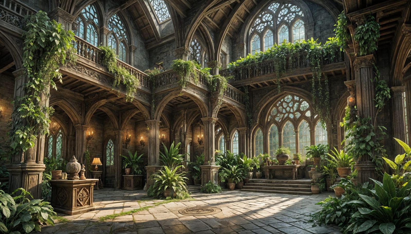Elven Mansion Hall Detailed Matte Painting