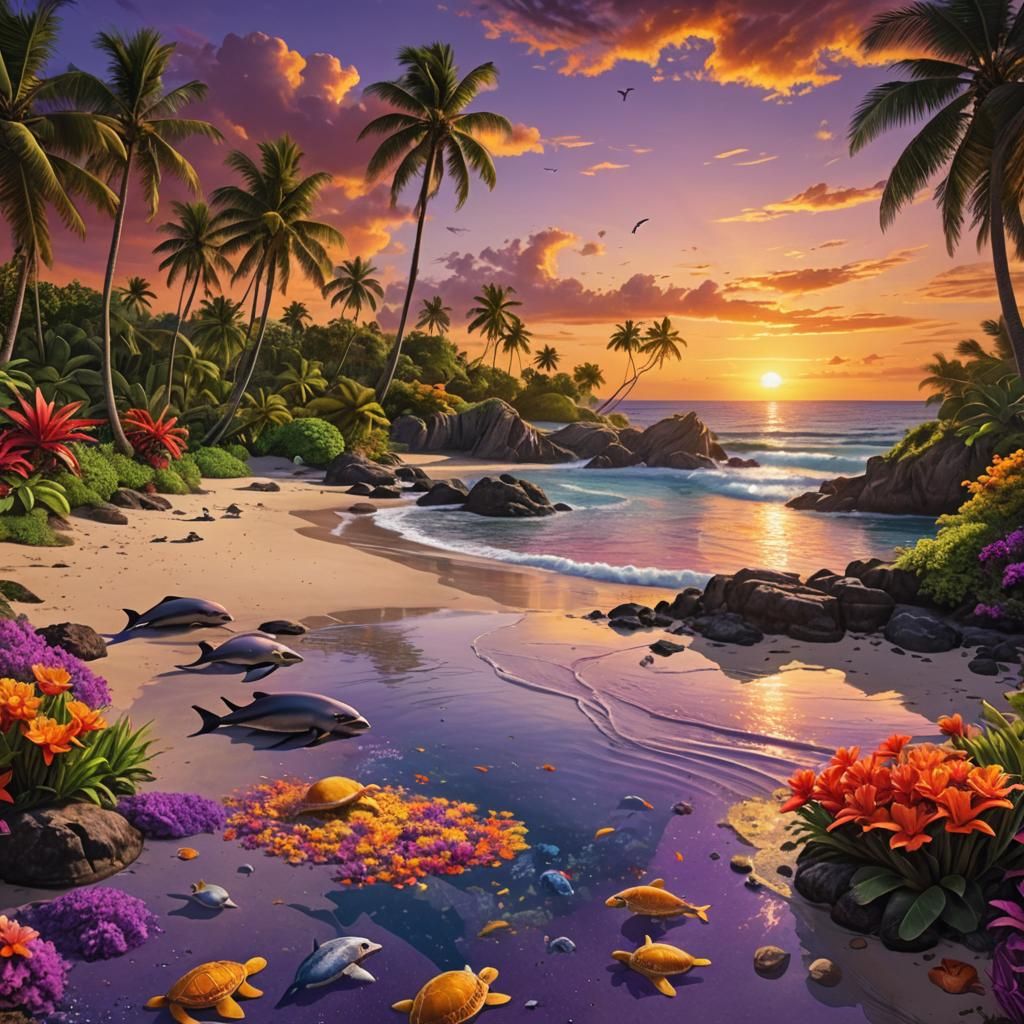 Tropical Island Paradise at Sunset: Cinematic Photography