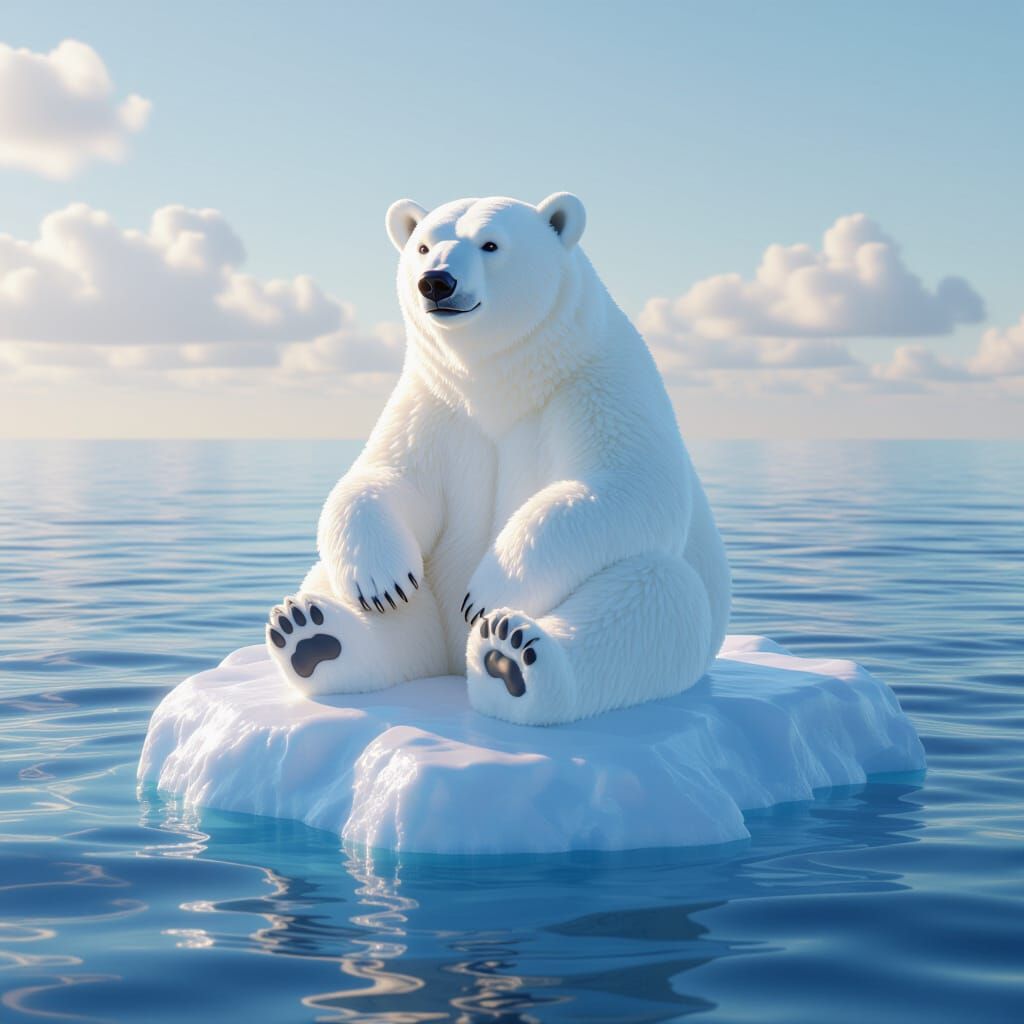 Cotton Candy Polar Bear Sculpture on Ice