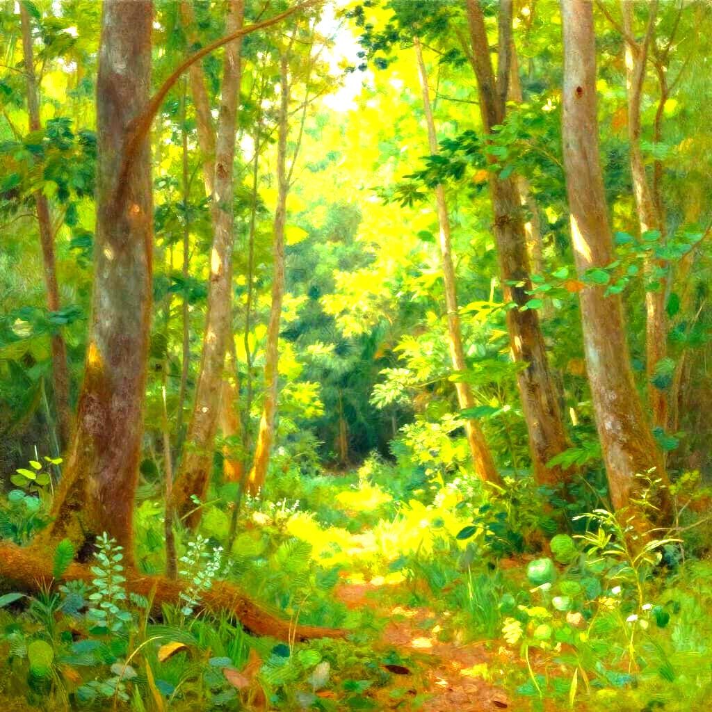 Serene Forest Clearing Without Wind or Wildlife