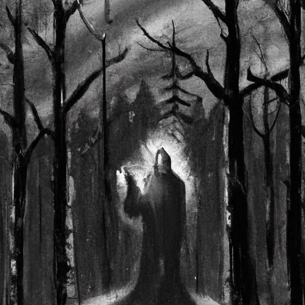 Eerie Enderman Silhouette in Dark Woods