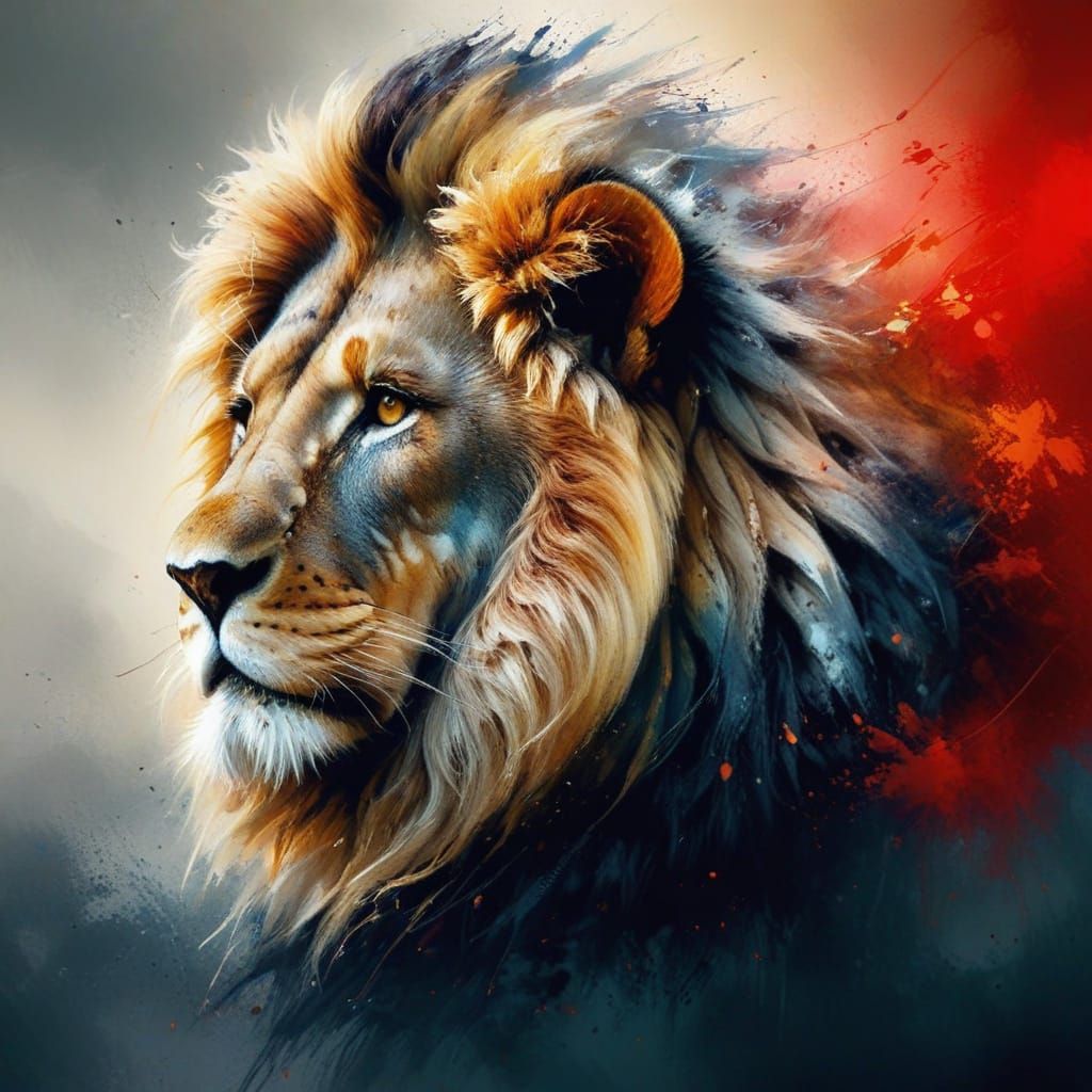 Lion in Autumn Masterpiece