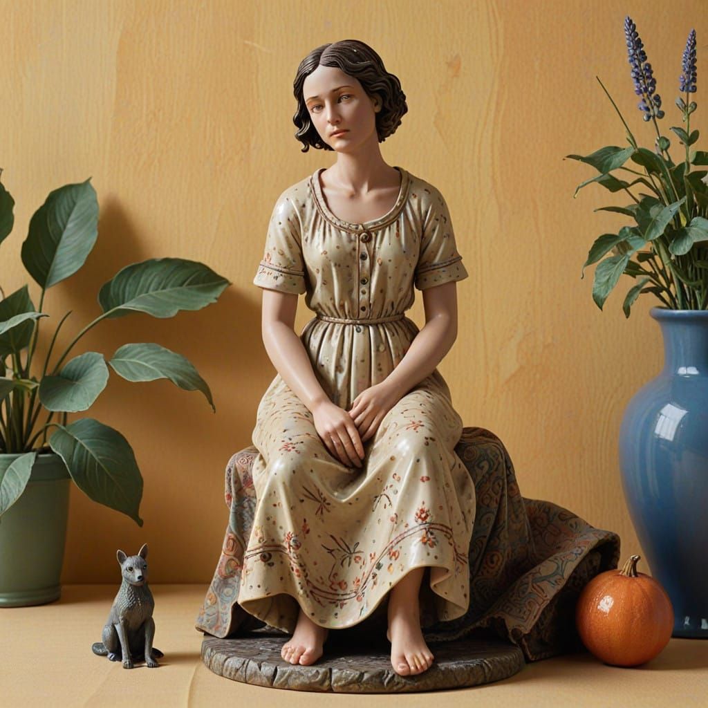 Rustic Provençal Miller Figurine in Photorealistic Style