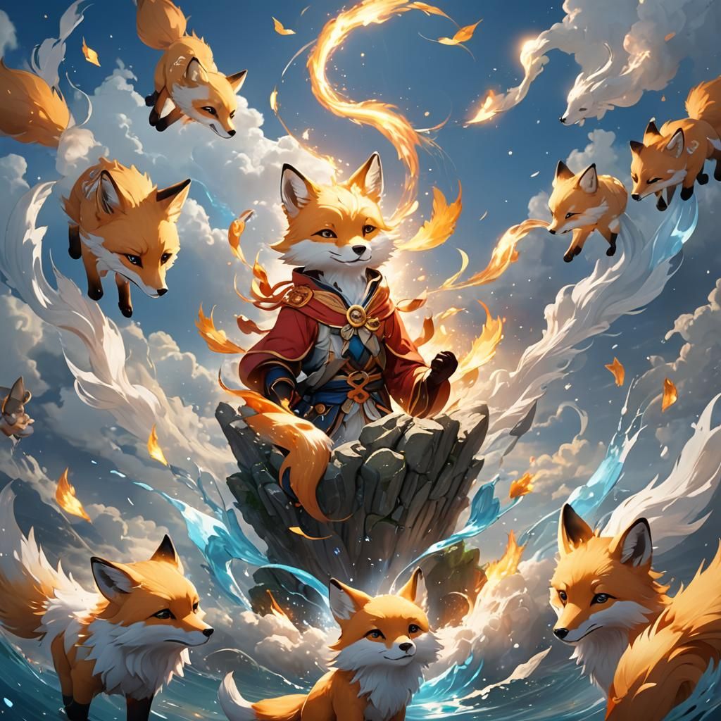 Elemental Fox Spirit: 3D Anime Art