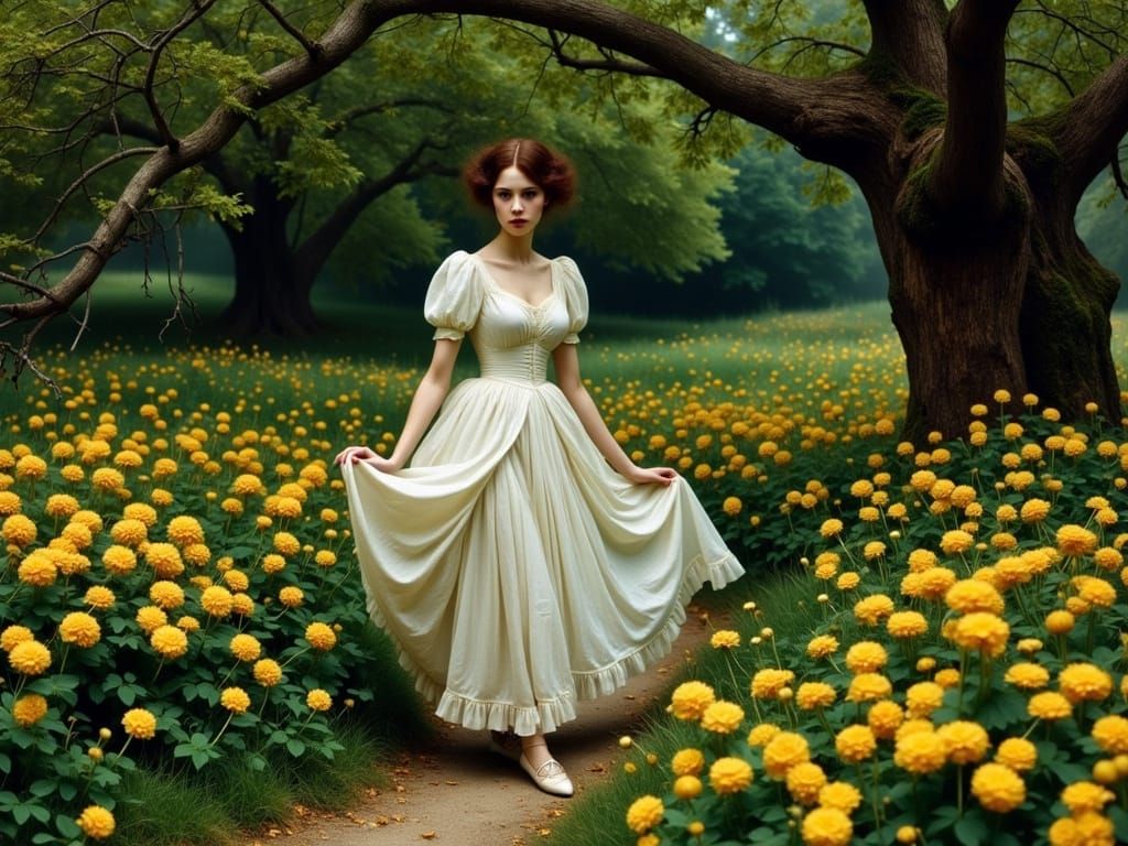 Scarlett O'Hara in a Romantic Whimsy, Walking Through Tara's...