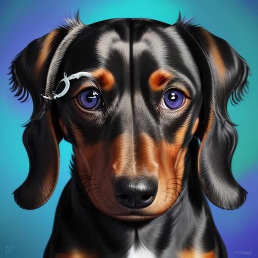 Hyperrealistic Portrait of Sad Dachshund Mix